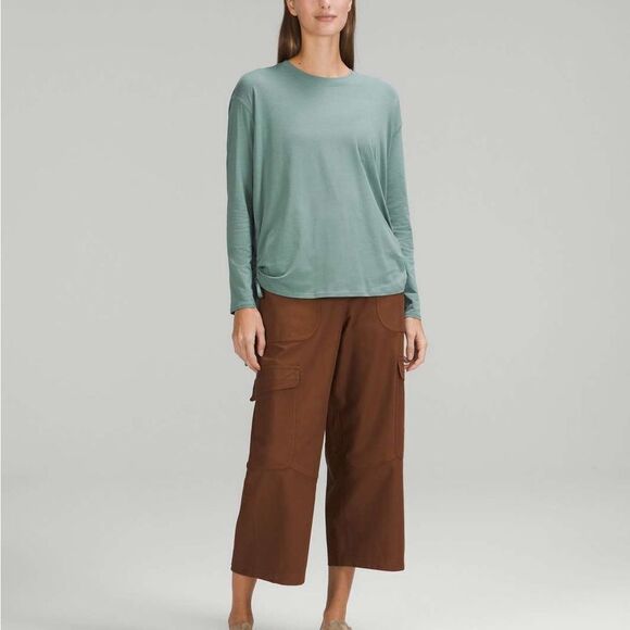 Lululemon Pima Cotton Side-Cinch Long Sleeve Tidewater Teal 10 NWT - Picture 1 of 9